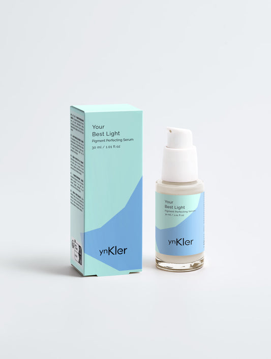 ynKler Pigment Perfecting Serum bottle and packaging on a light gray background