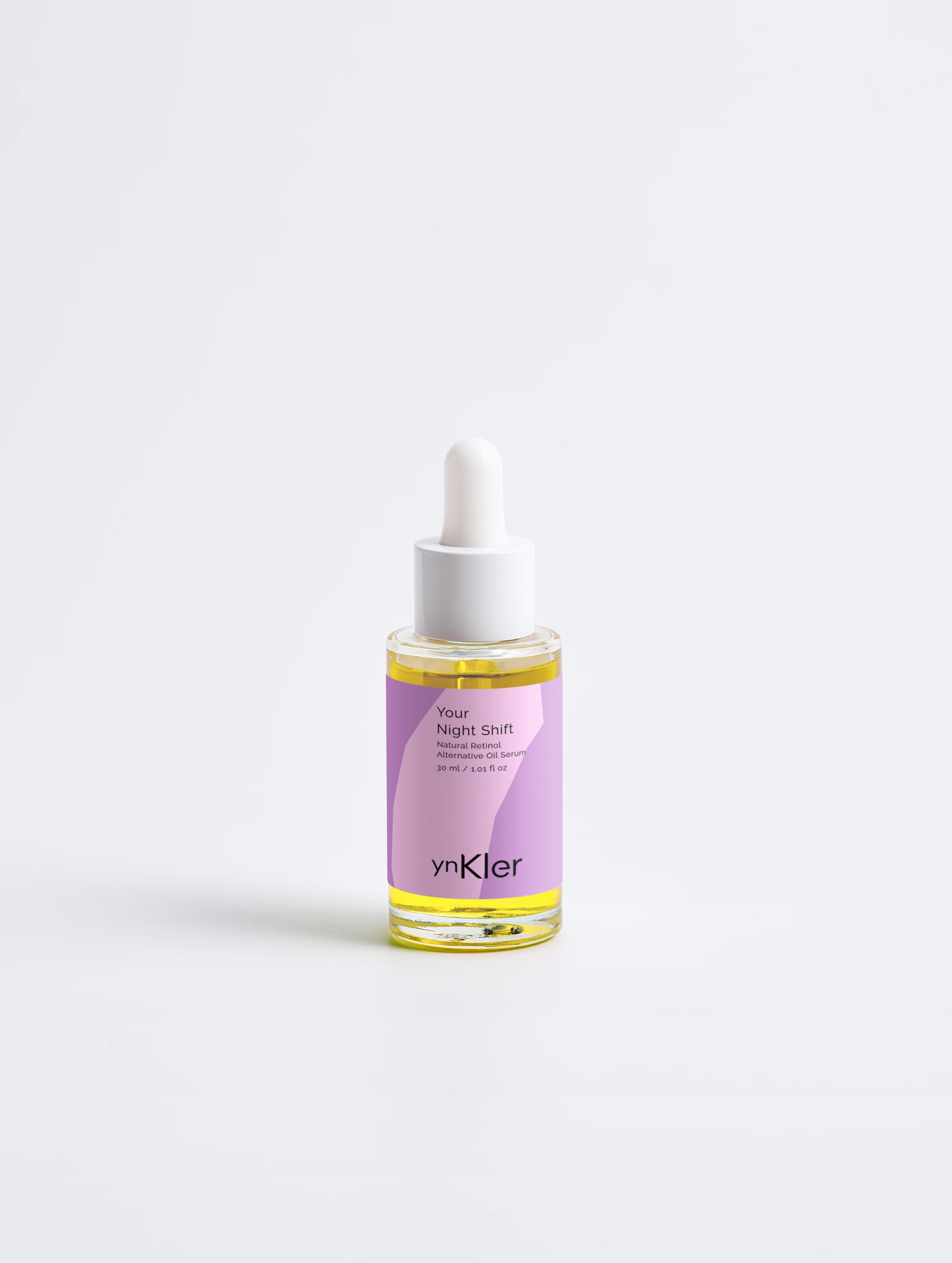 ynKler Skincare dropper bottle with a purple label on a white background