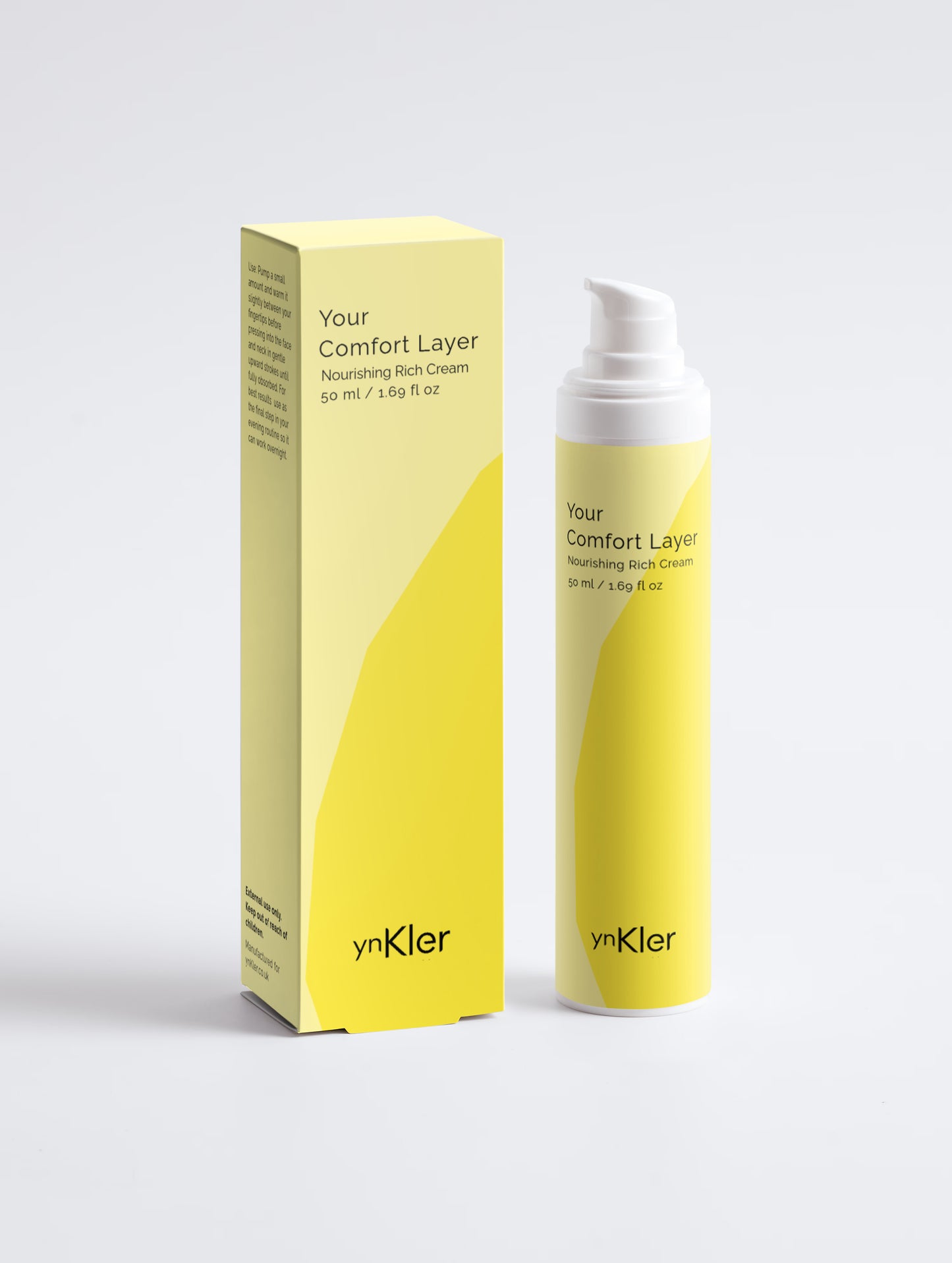 ynKler skincare product and packaging on a white background